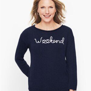 Talbots Rollneck "Weekend" Embroidered Sweater Nautical Coastal Beach Sz 2X